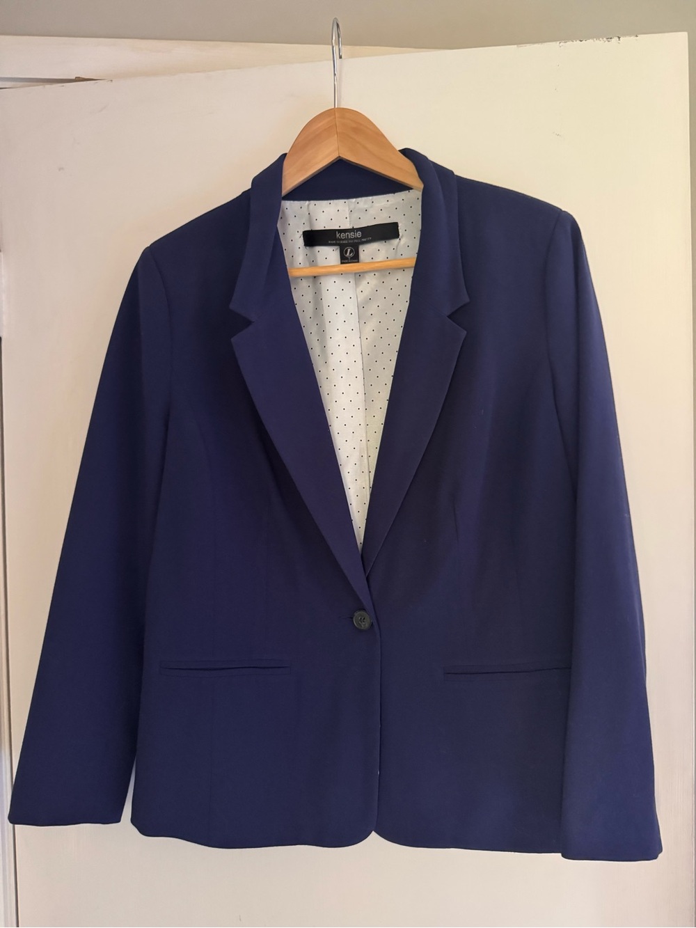 Kensie Navy Blue Single Button Blazer Size L